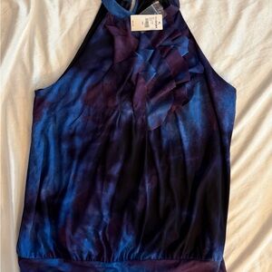 NWT Plus Size Lane Bryant Elegant Blue and Purple Women's Halter Top
